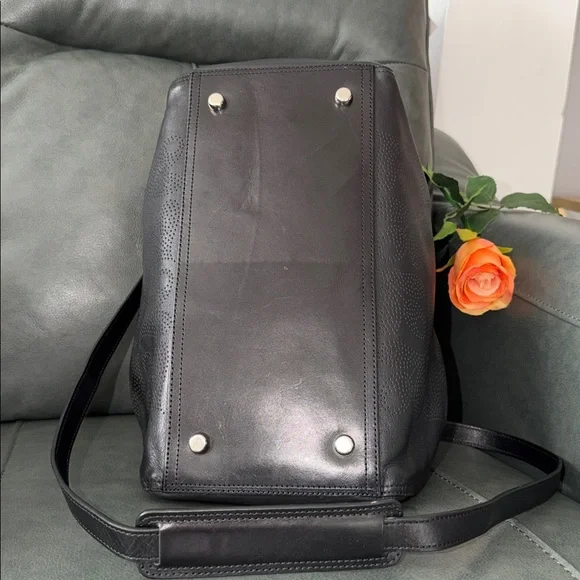 Orla Kiely Black Leather Duffel Bag - Picture 9 of 17